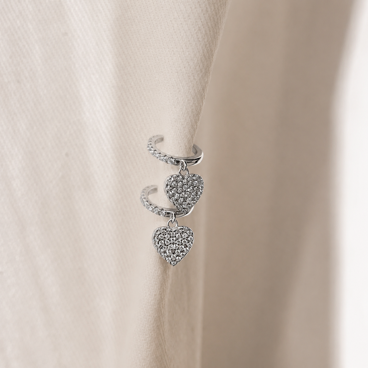 Pave Heart Ear Cuffs