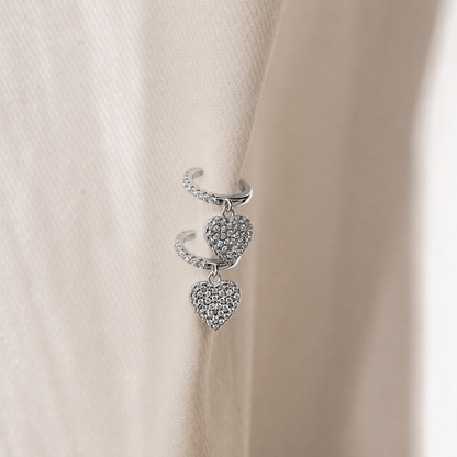 Pave Heart Ear Cuffs