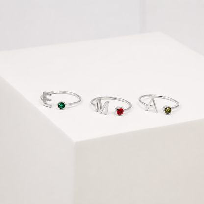 Alex Initial Birthstone Ring