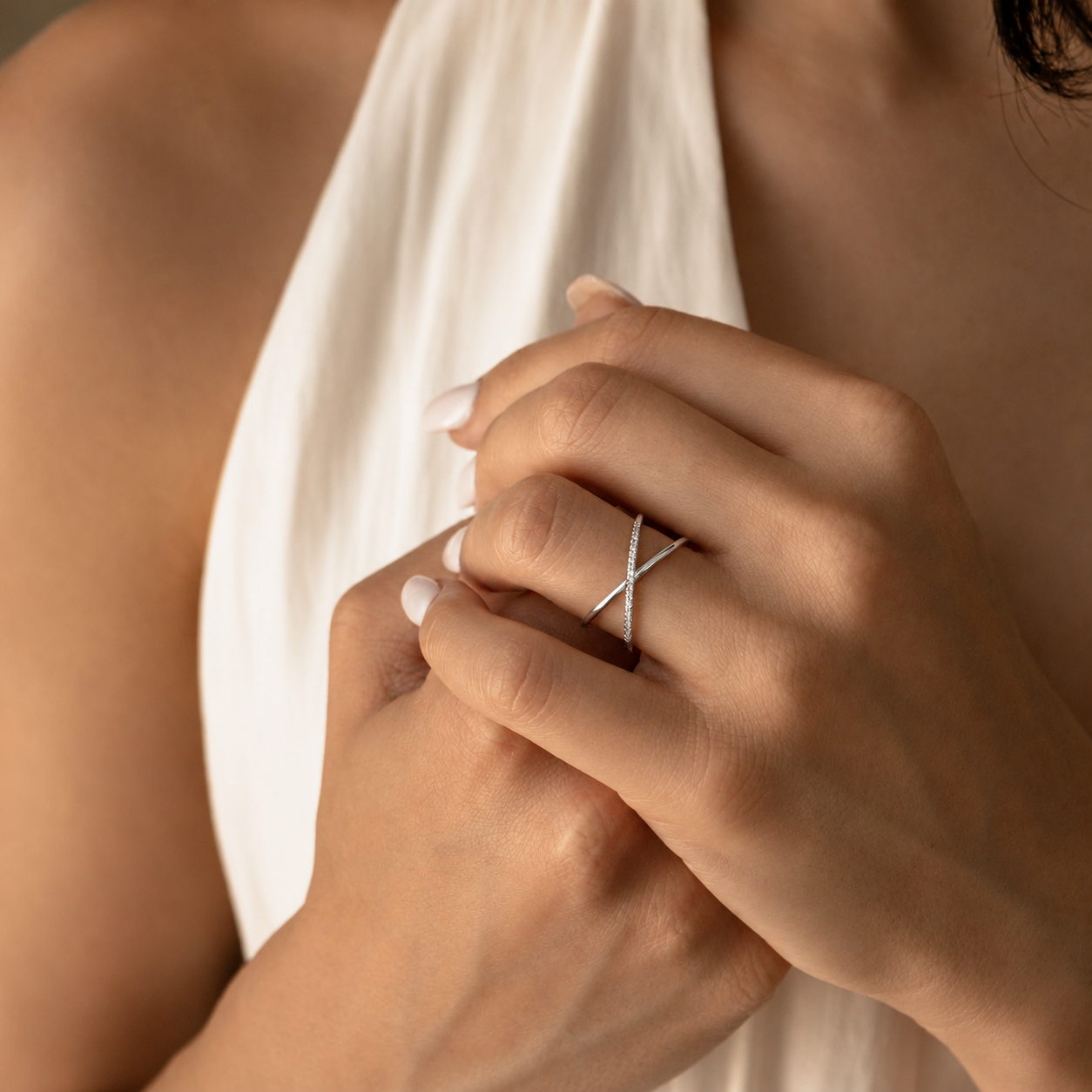 The Pave X Criss Cross Ring