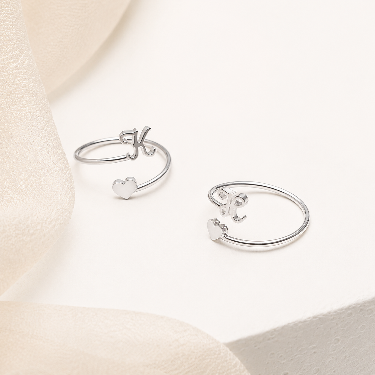 Initial Heart Wrap Ring