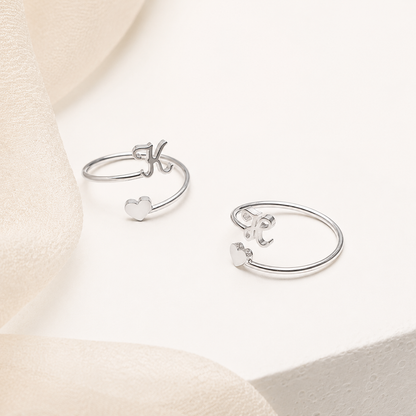 Initial Heart Wrap Ring