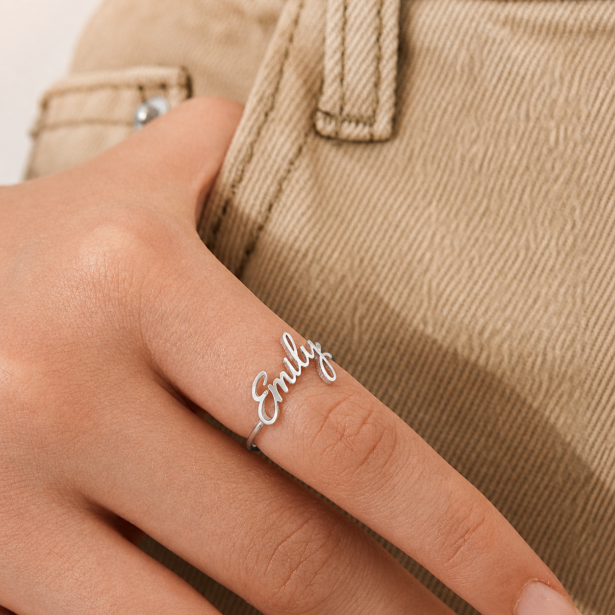 Grace Script Name Ring