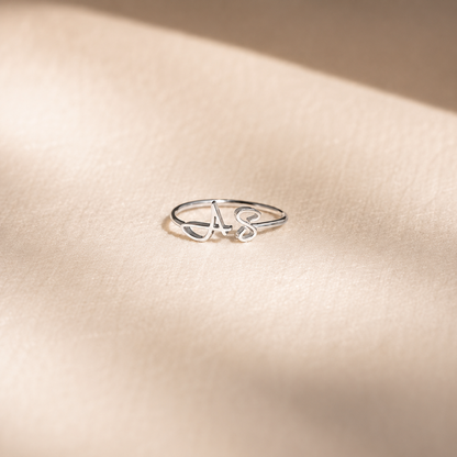 Hallie Duo Initial Ring