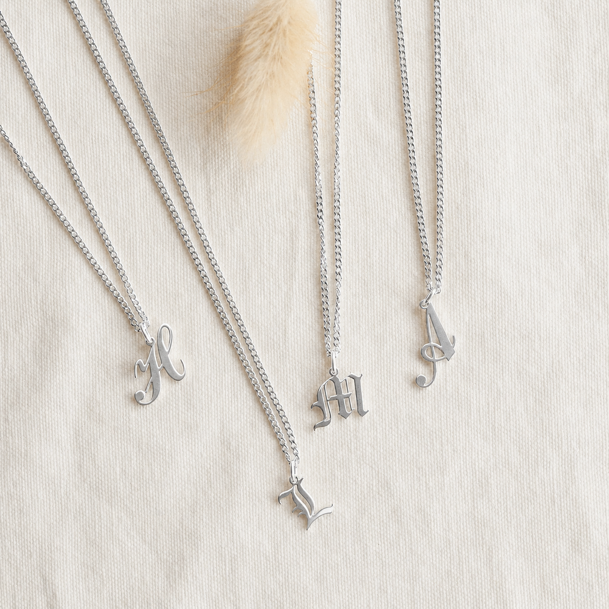Old English Initial Necklace with Curb Chain
