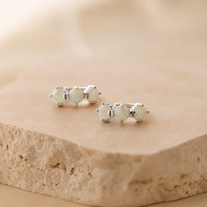 Triple Opal Birthstone Huggies