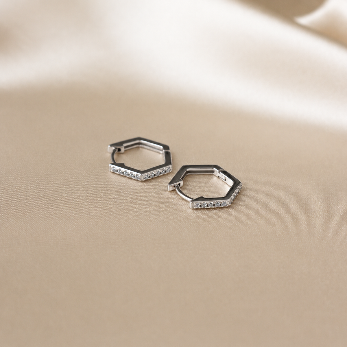 Parker Pave Hexagon Huggies