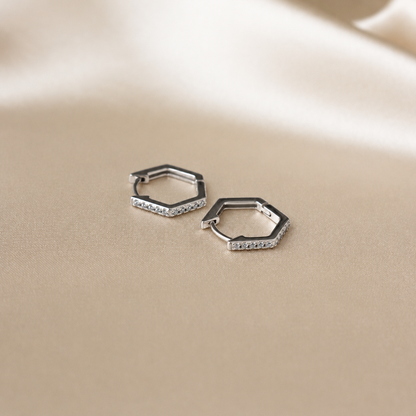 Parker Pave Hexagon Huggies