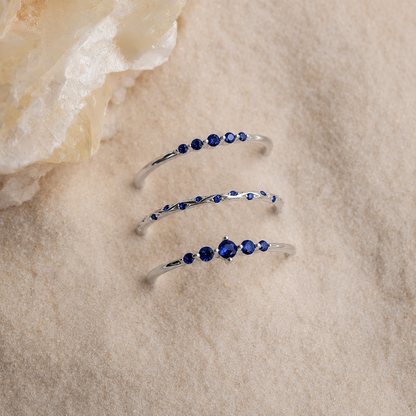Sapphire Stacking Ring Set: Ocean-Inspired Elegance