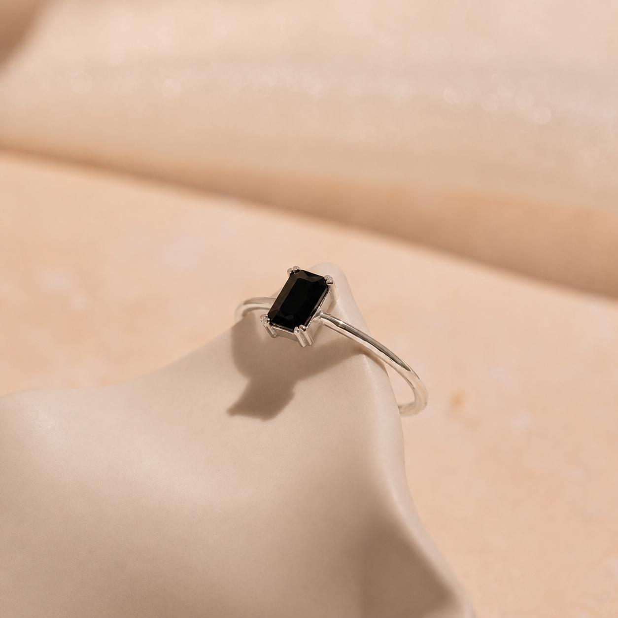 Black Onyx Emerald Ring