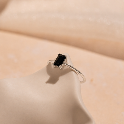 Black Onyx Emerald Ring