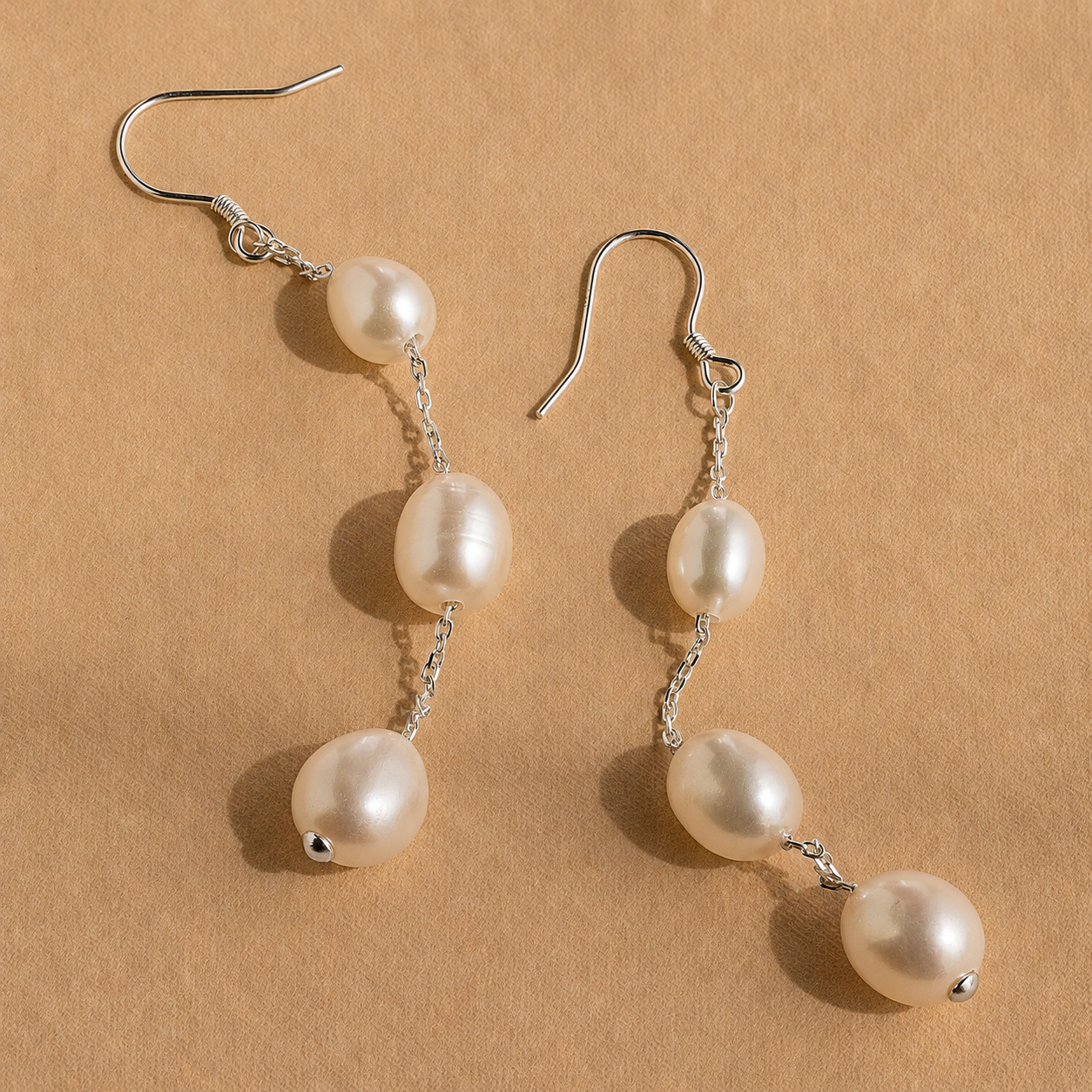 Long Pearl Dangle Earrings