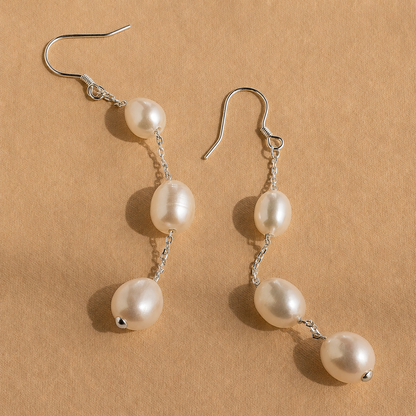 Long Pearl Dangle Earrings