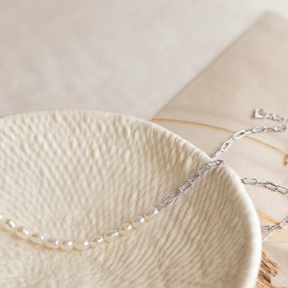 Pearl & Paperclip Chain Necklace