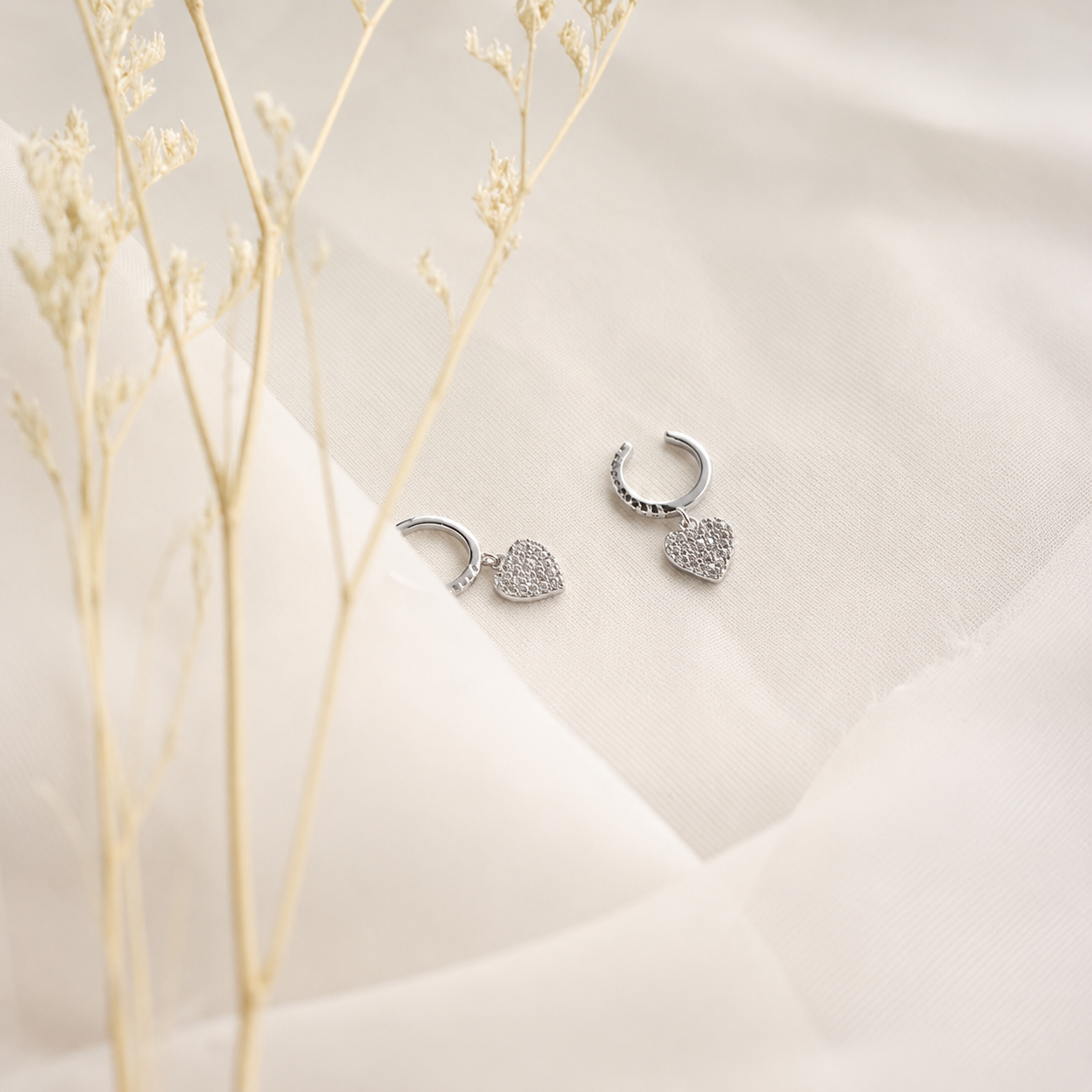 Pave Heart Ear Cuffs