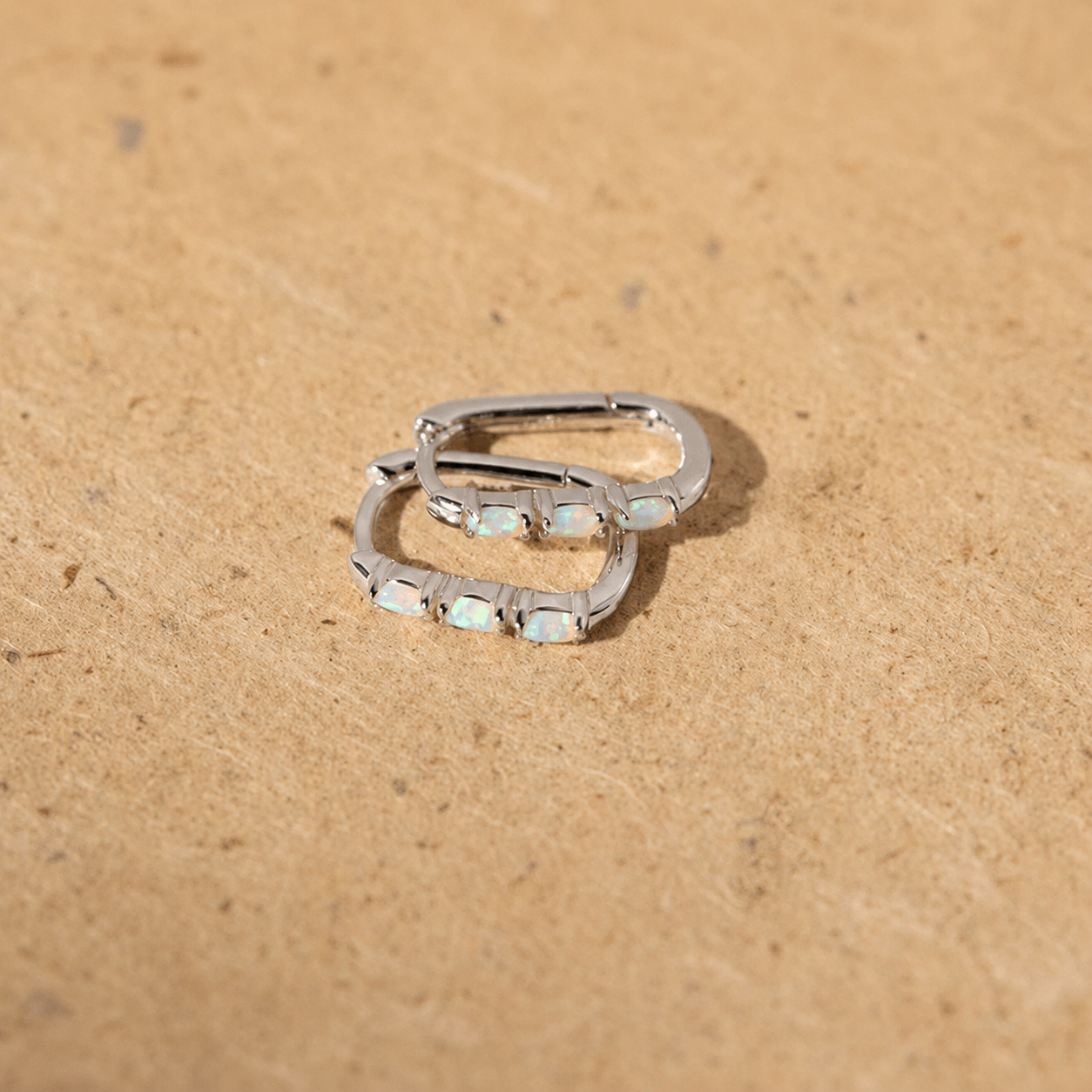 Boho Opal Huggie Hoop Earrings