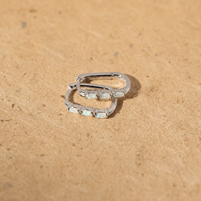 Boho Opal Huggie Hoop Earrings