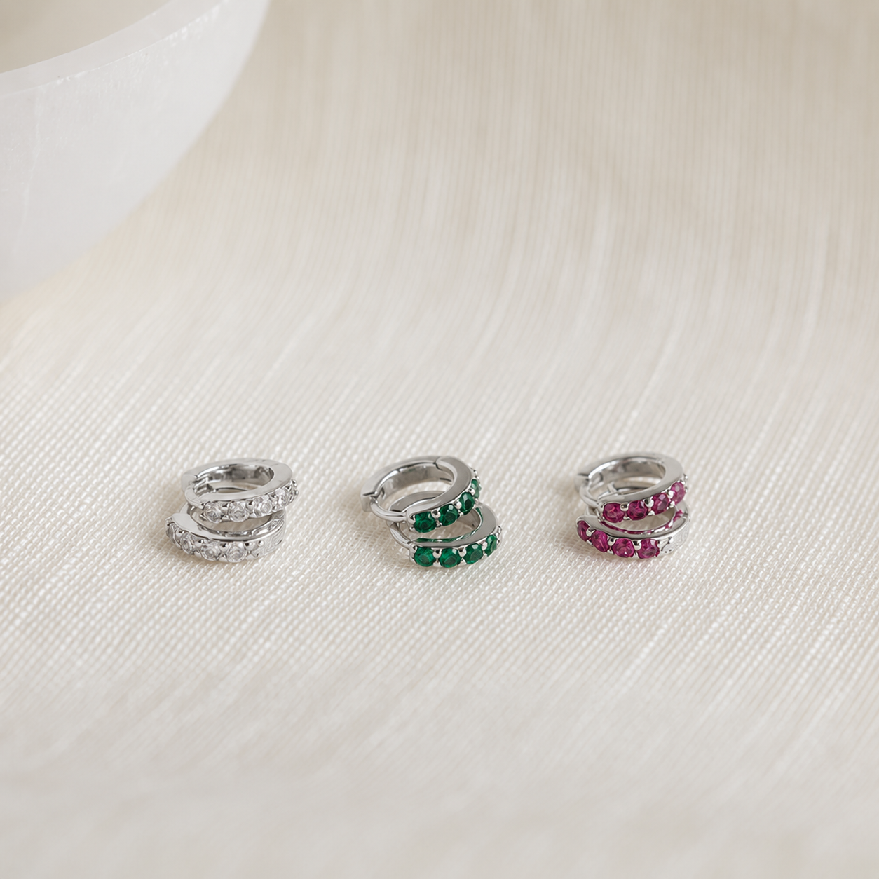 Emerald Huggie Hoops