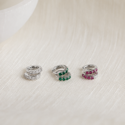 Emerald Huggie Hoops