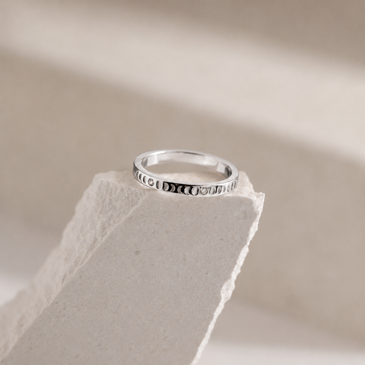 Phases of the Moon CZ Diamond Ring