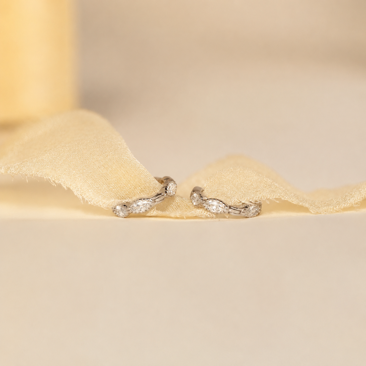 Marquise Inlay Huggies