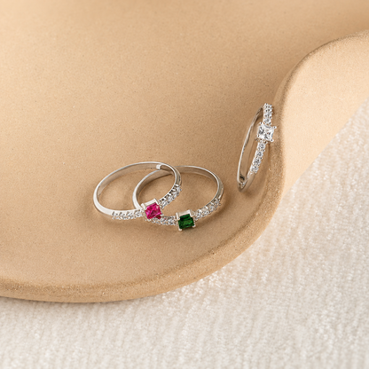 Regal Radiance: The Pave Princess Birthstone Ring