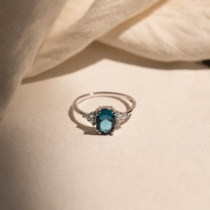 Blue Topaz Diamond Ring