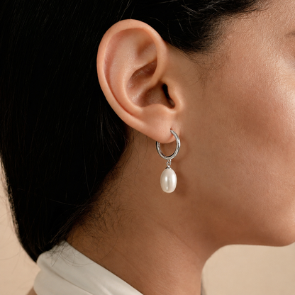 Maggie Pearl Drop Hoops