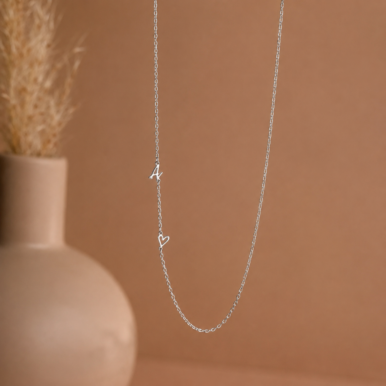 Sideways Initial Heart Necklace