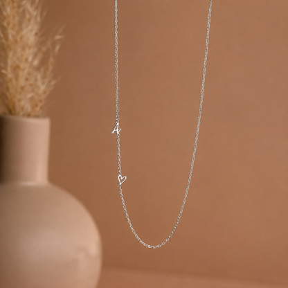 Sideways Initial Heart Necklace