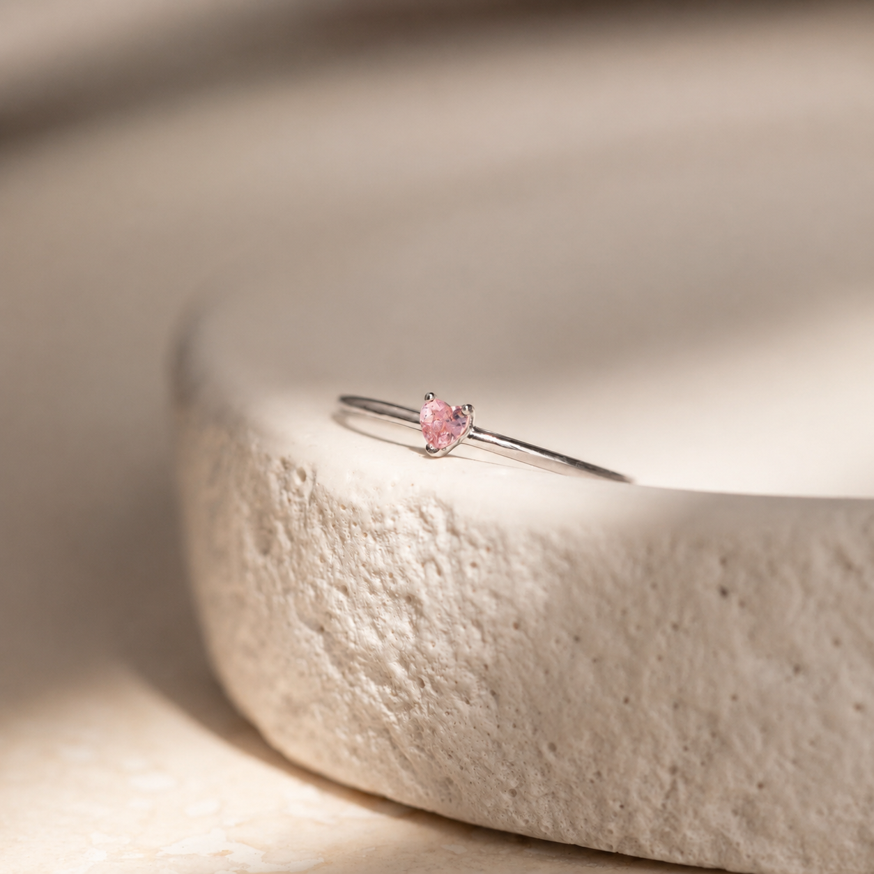 Heart-Shaped Birthstone Stacking Ring