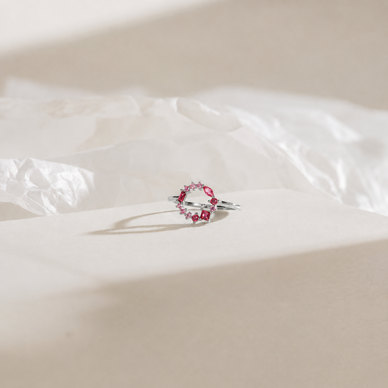 Empress Ruby Gemstone Cluster Circle Ring: Radiant Feminine Power