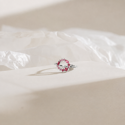 Empress Ruby Gemstone Cluster Circle Ring: Radiant Feminine Power