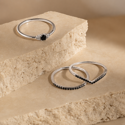 Set of 3 Black Diamond Rings Collection