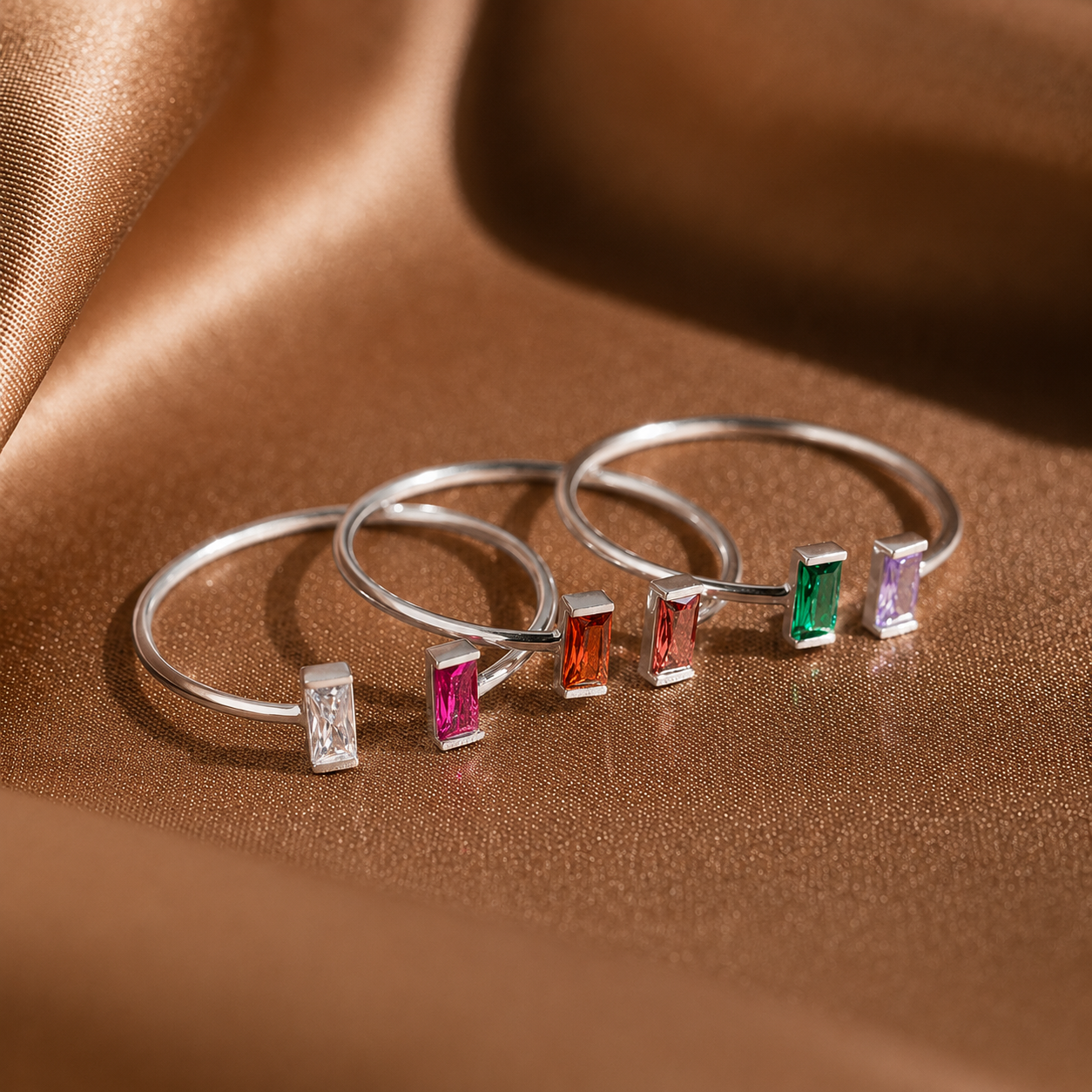 Custom Duo Vertical Baguette Birthstone Ring
