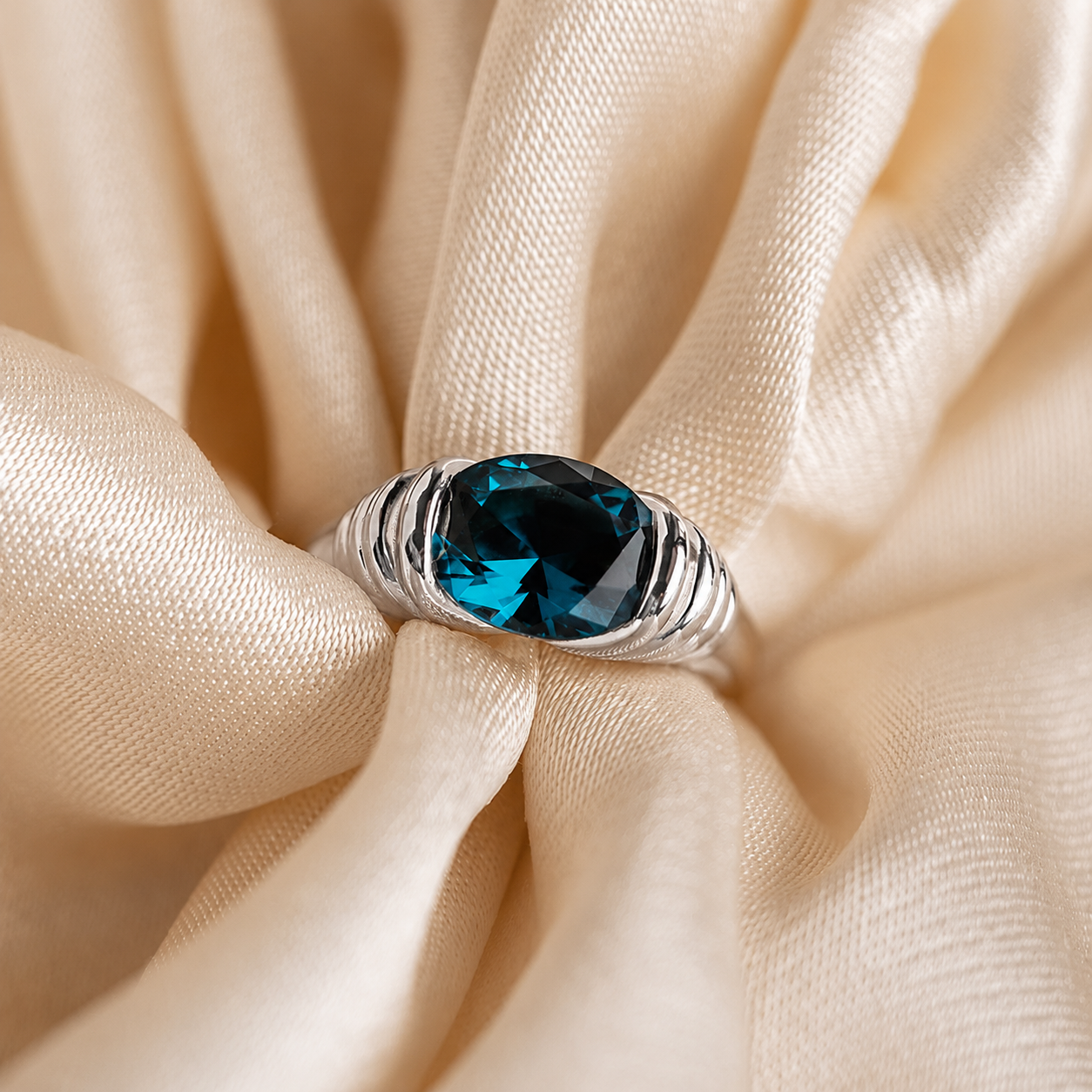 Blue Topaz Signet Ring
