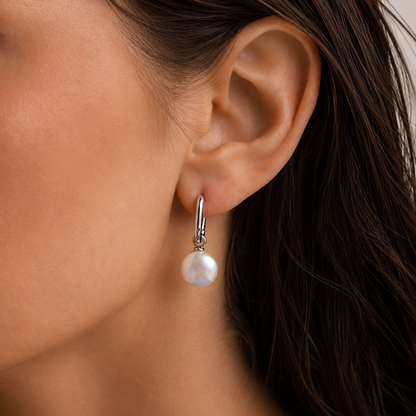 Bridget Pearl Hoop Earrings
