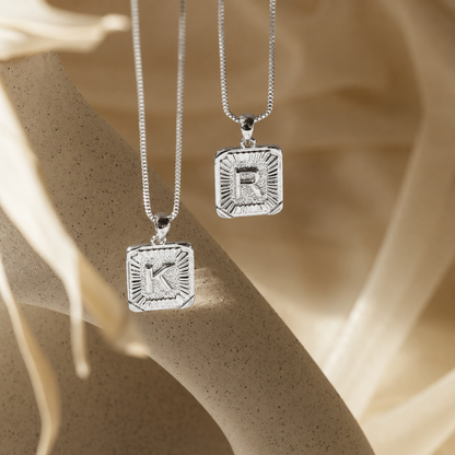 Personalized Initial Rectangle Pendant Necklace