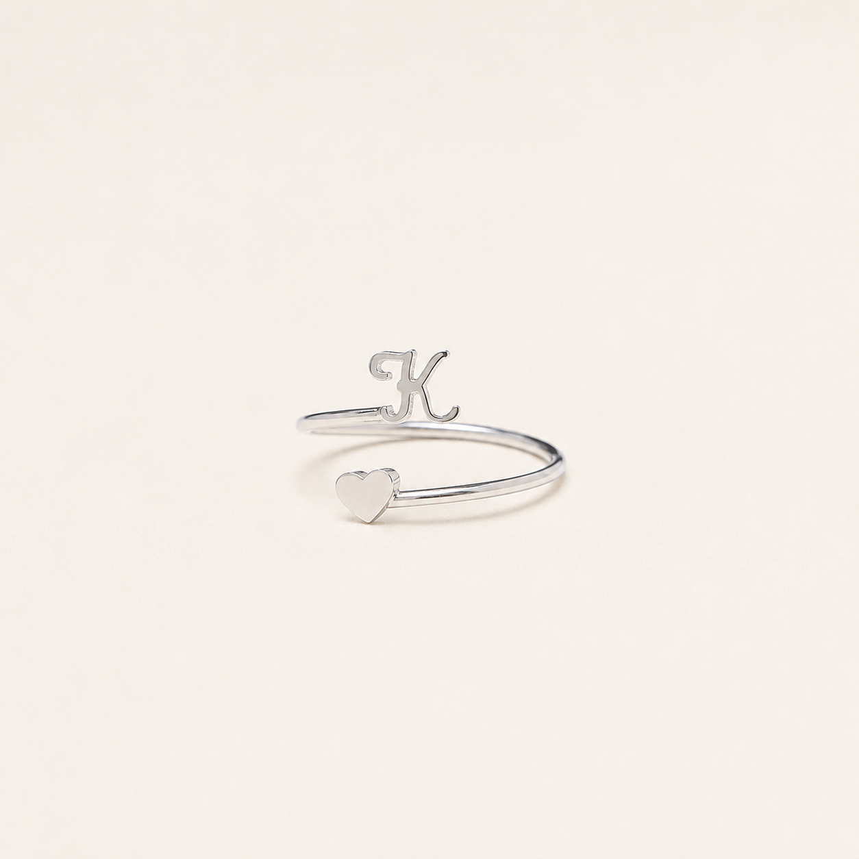 Initial Heart Wrap Ring