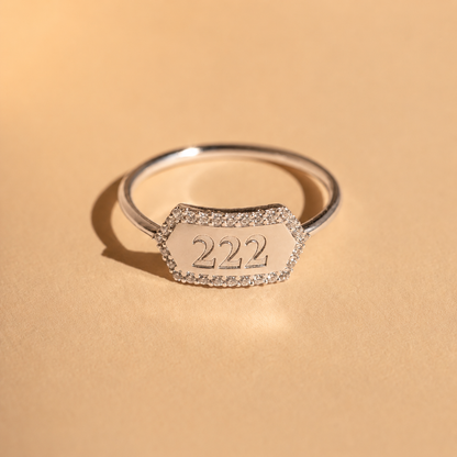 Engraved Hexagon Ring