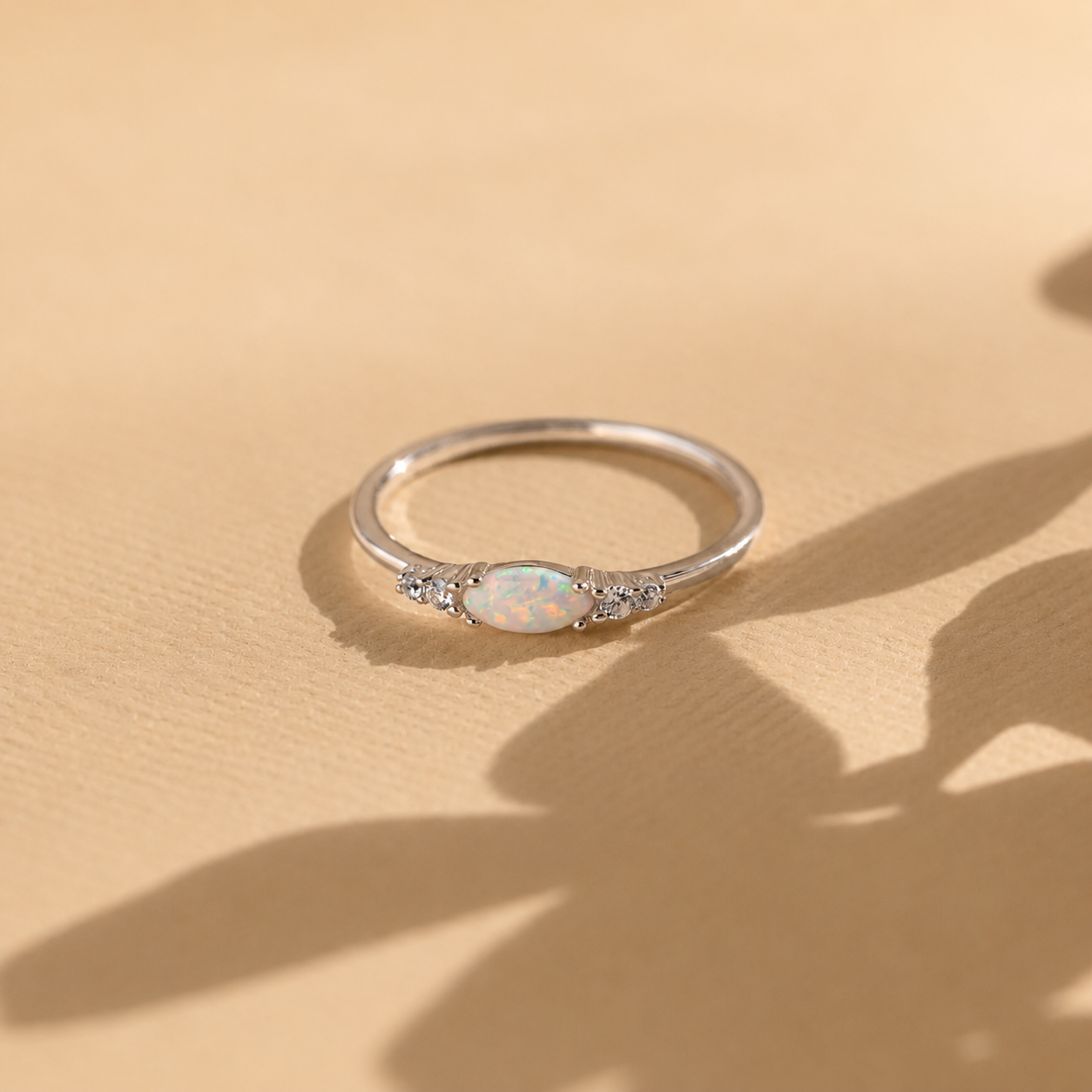 Marquise Opal and Diamond Ring