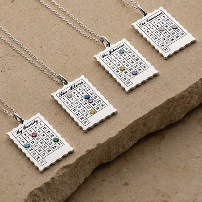 Calendar Birthstone Charm Necklace