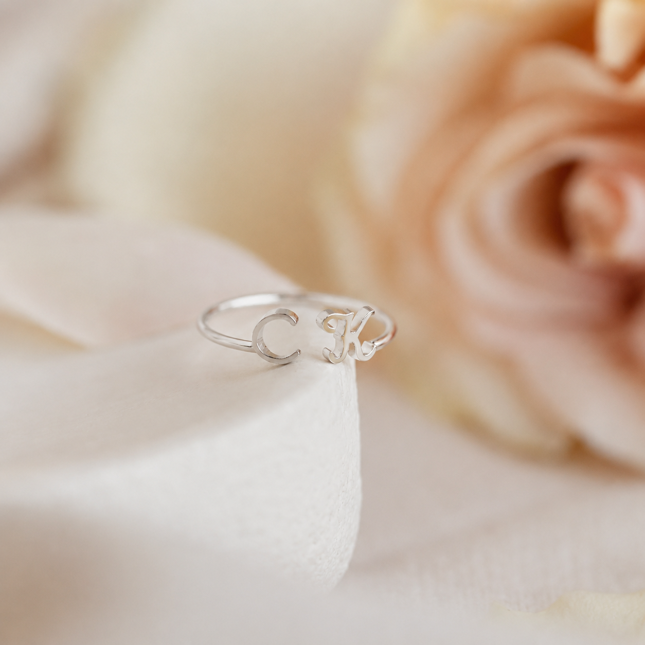Dainty Duo Initial Ring