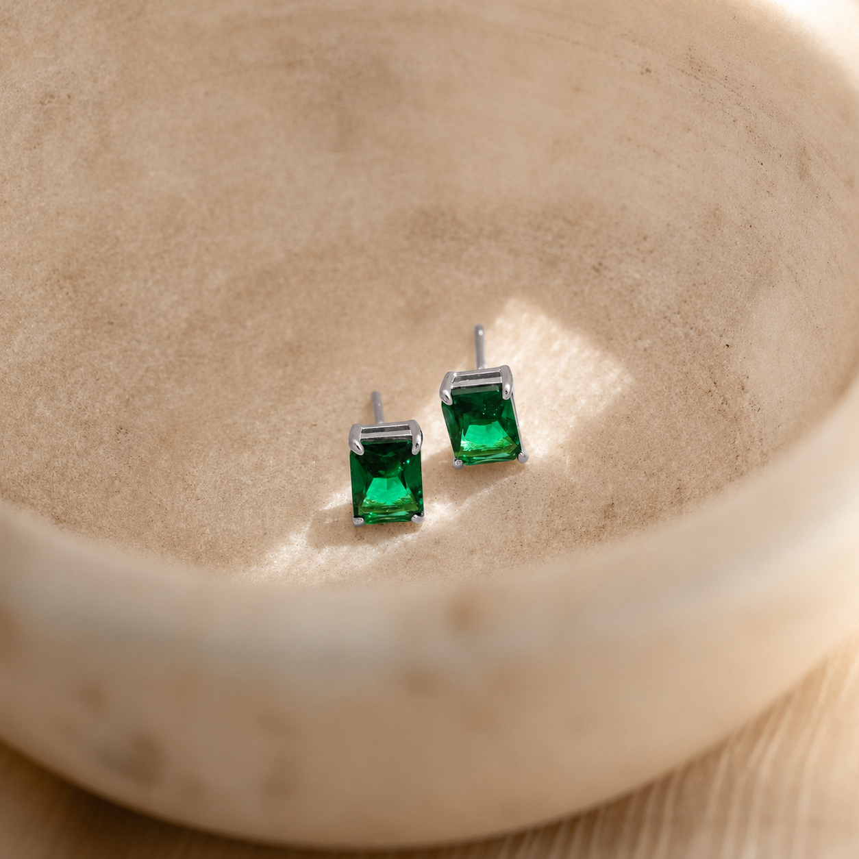 Emerald Birthstone Studs