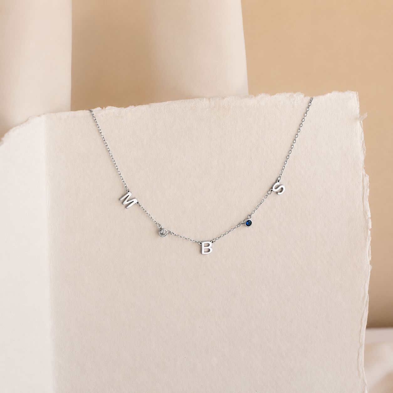 Personalized Birthstone Letter Necklace