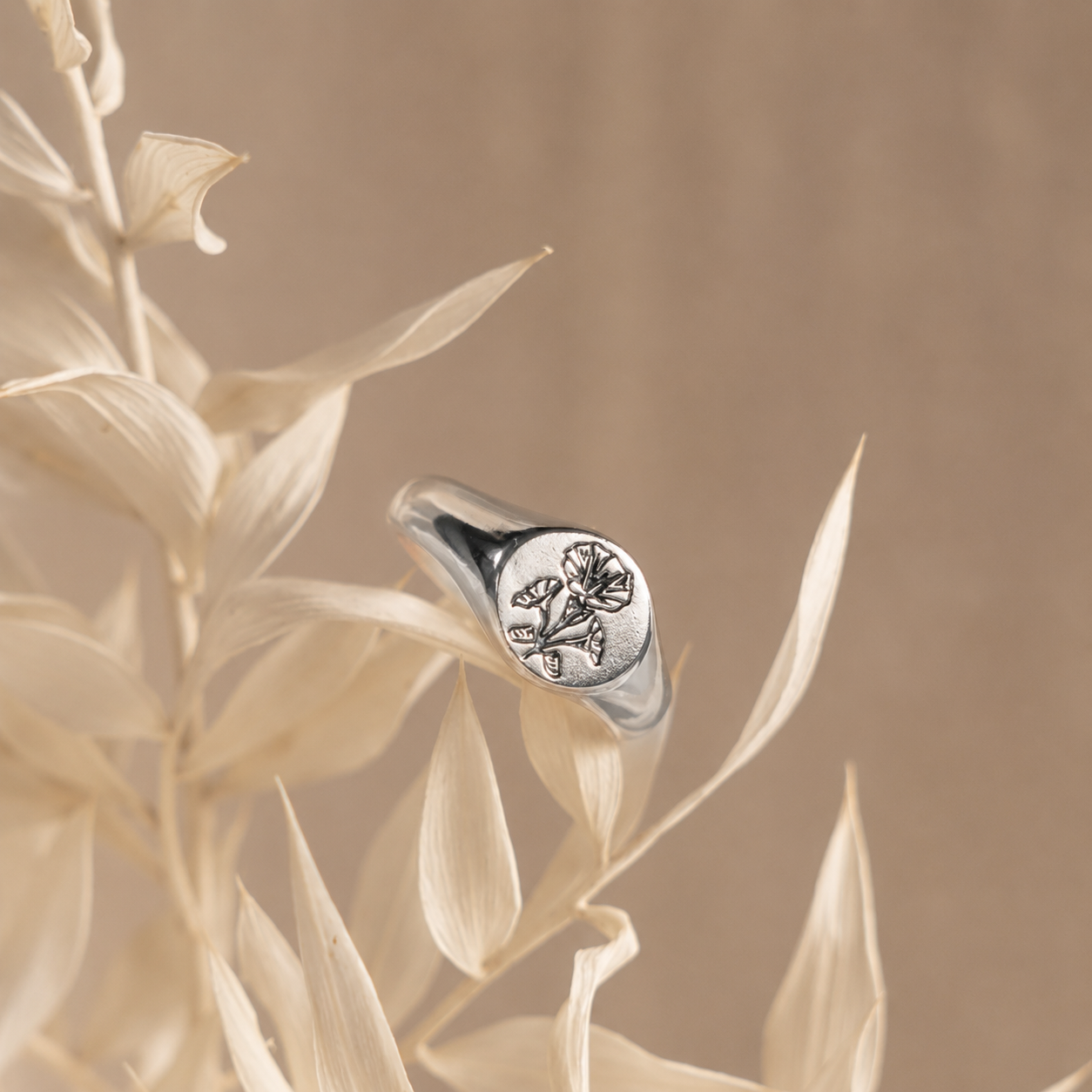 Birth Flower Signet Ring