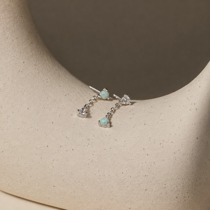 Custom Opal Drop Stud Earrings With Flatback
