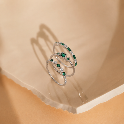 Emerald Stacking Ring Set