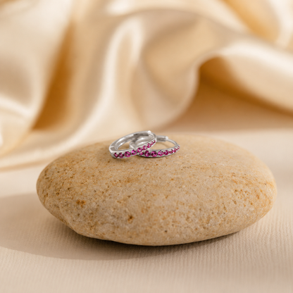 Vera Ruby Birthstone Huggies