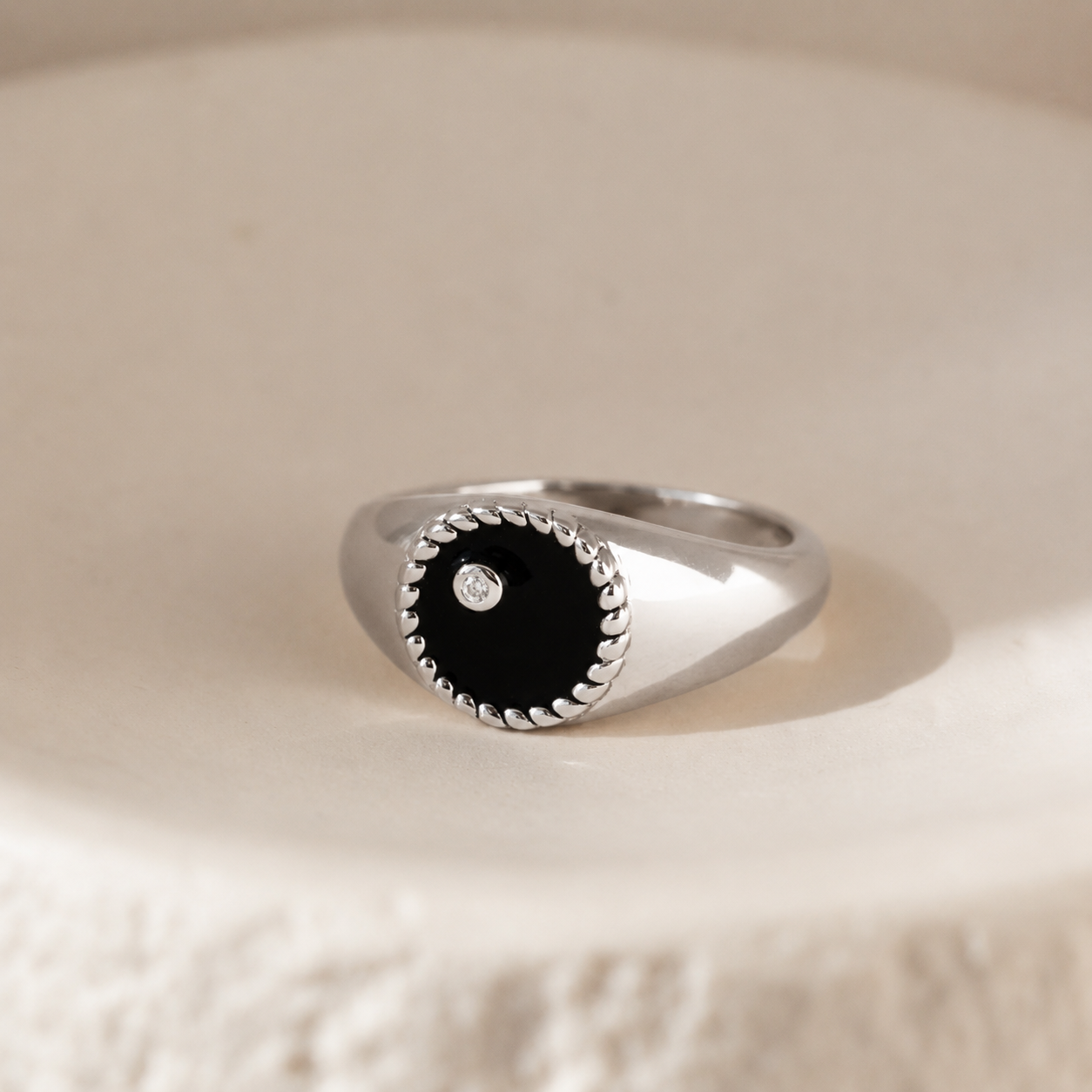 Modern Black Signet Ring